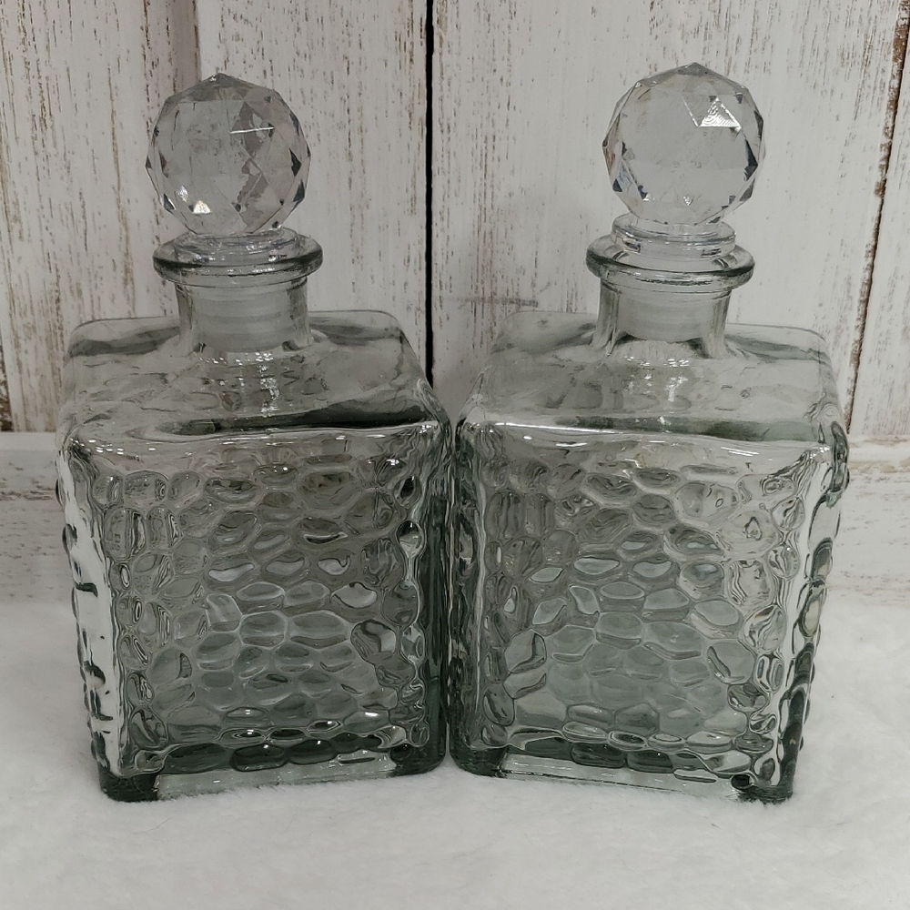 Elegant Grey Textured Glass Bottles with Stoppers